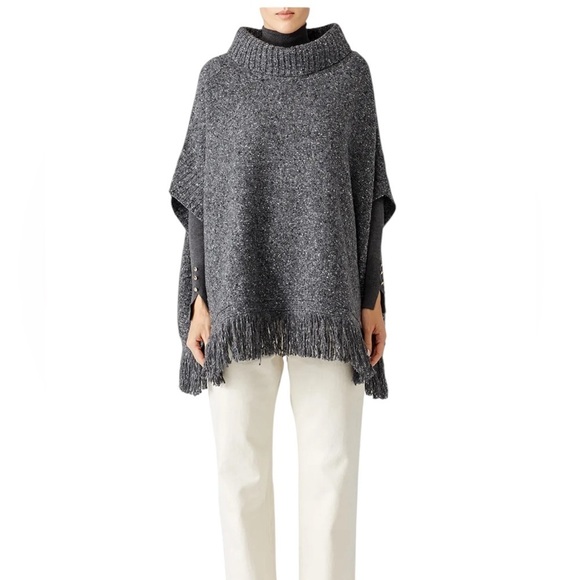 Joie Wool Blend Grey Hatice Fringe Poncho Sweater Size XS/S - Picture 13 of 13
